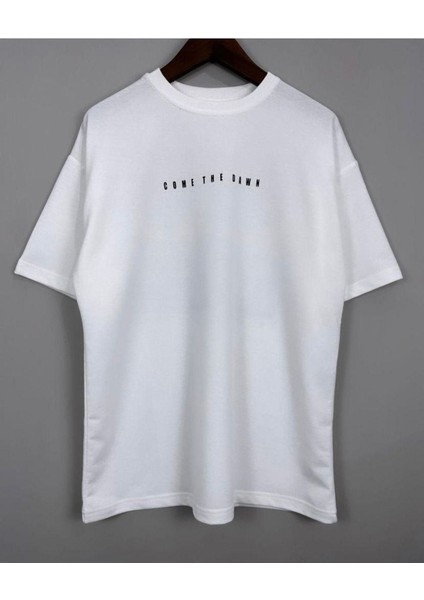Blacksokak Erkek Beyaz Came The Dawn Baskılı Oversize Tshirt