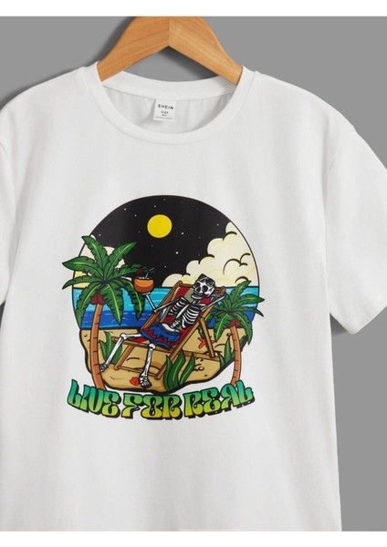 Erkek Çocuk Beyaz Blue Forreal Bisiklet Yaka Tshirt modelleri