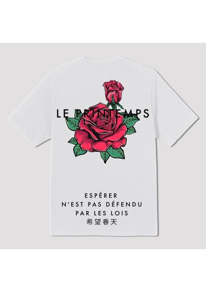 Blacksokak Kadın Beyaz Gül Baskılı Oversize Tshirt fiyatları