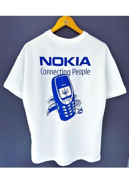 Blacksokak Erkek Beyaz Nokıa Baskılı Oversize Bisiklet Yaka Tişört fiyatları