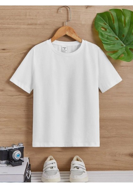 Erkek Çocuk Beyaz Corton Summer Bisiklet Yaka Tshirt fiyatları