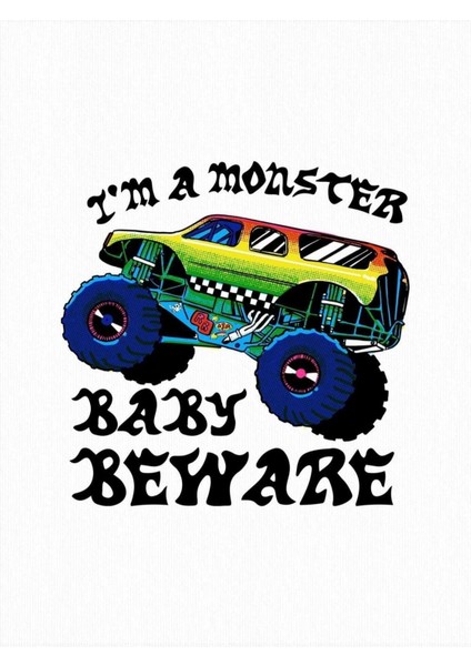 Erkek Çocuk Beyaz I Am Monster Bisiklet Yaka Tshirt modelleri