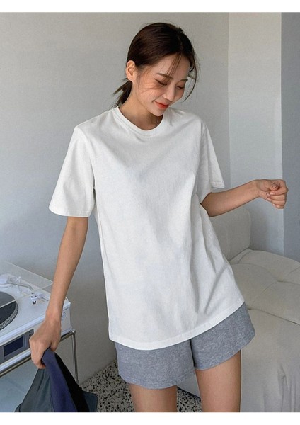 Blacksokak Kadın Beyaz Zones Comfort Baskılı Oversize Bisiklet Yaka Tshirt modelleri