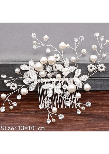 Mavi Beyaz Çinko Kaplama Düğün Saç Tarakları Kadınlar Için Gelin Saç Aksesuarları Saç Takı Gümüş Renk Inci Rhinestone Baş Takı Kadın Aksesuarları (Yurt Dışından)