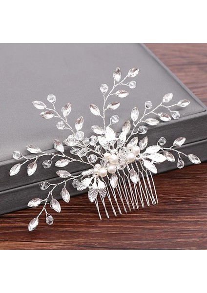 Mavi Beyaz Çinko Kaplama Düğün Saç Tarakları Kadınlar Için Gelin Saç Aksesuarları Saç Takı Gümüş Renk Inci Rhinestone Baş Takı Kadın Aksesuarları (Yurt Dışından) indirimleri