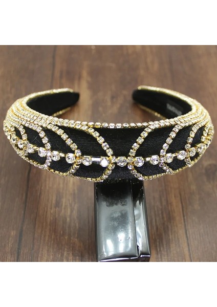 Altın Işıltılı Lüks El Yapımı Barok Tam Renkli Kristal Yastıklı Kafa Bantları Kadınlar Için Rhinestones Hairbands Düğün Saç Aksesuarları (Yurt Dışından)