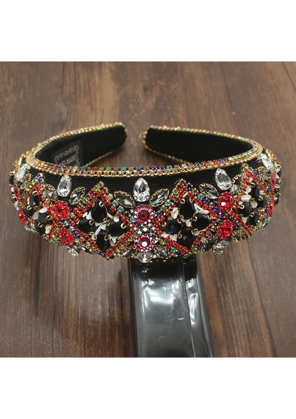 Altın Işıltılı Lüks El Yapımı Barok Tam Renkli Kristal Yastıklı Kafa Bantları Kadınlar Için Rhinestones Hairbands Düğün Saç Aksesuarları (Yurt Dışından) indirimleri