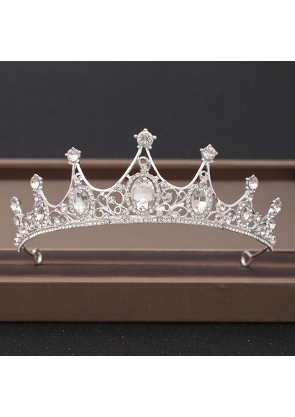 Mavi Beyaz Çinko Kaplama Düğün Taç Saç Takı Gelin Başlığı Kadın Barok Rhinestones Kristal Tiaras Gelin Parti Taçlar Düğün Saç Aksesuarları (Yurt Dışından) fırsatları