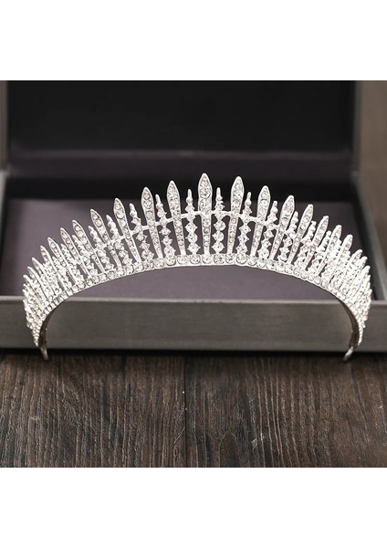 Mor Gümüş Renk Kristal Rhinestone Taç ve Tiara Düğün Saç Aksesuarları Gelin Tiaras Saç Taç Düğün Başlığı Kadın Diadem (Yurt Dışından)