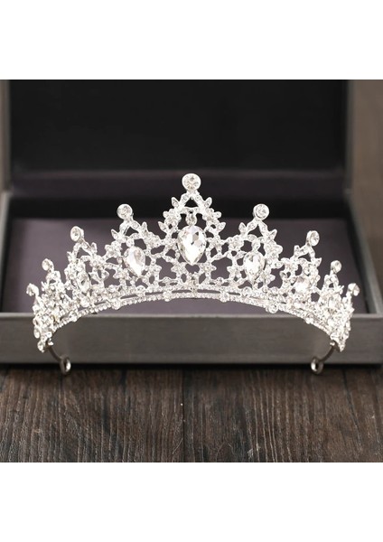Mor Gümüş Renk Kristal Rhinestone Taç ve Tiara Düğün Saç Aksesuarları Gelin Tiaras Saç Taç Düğün Başlığı Kadın Diadem (Yurt Dışından)