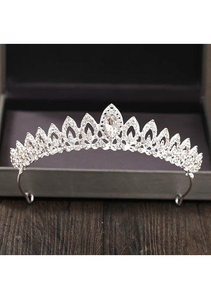 Mor Gümüş Renk Kristal Rhinestone Taç ve Tiara Düğün Saç Aksesuarları Gelin Tiaras Saç Taç Düğün Başlığı Kadın Diadem (Yurt Dışından)