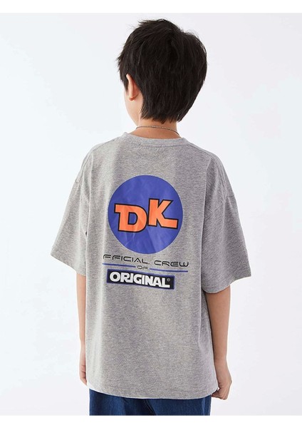 Erkek Çocuk Gri Dk Baskılı Oversize Bisiklet Yaka Tshirt fiyatları