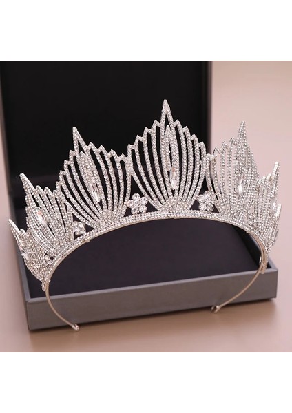 Titanyum Kaplama Düğün Tacı Gelin Başlığı Altın Gümüş Renk Rhinestone Kristal Diadem Kraliçe Taç Prenses Tiaras Düğün Saç Takı (Yurt Dışından)