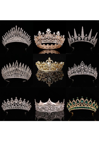 Kırmızı Düğün Taç Altın Gümüş Renk Rhinestone Kristal Diadem Kraliçe Taç Prenses Tiaras Gelin Saç Takı Parti Saç Aksesuarları (Yurt Dışından) modelleri