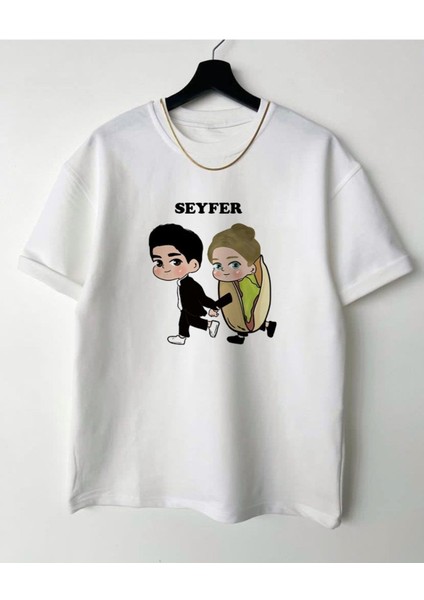 Blacksokak Erkek Beyaz Seyfer Oversize Bisiklet Yaka Tshirt