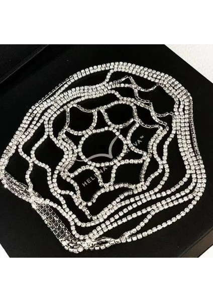 Gümüş Kaplı Stonefans Çok Katmanlı Örgü Gelin Kafa Bandı Tam Taklidi Kafa Zinciri Boş Saç Aksesuarları Kristal Başlığı Kap Şapka Takı (Yurt Dışından) modelleri