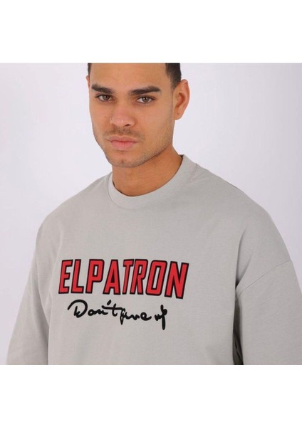 Blacksokak Erkek Gri Elpatron Baskılı Oversize Bisiklet Yaka Tshirt fiyatları