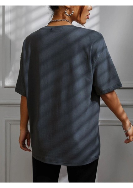 Blacksokak Kadın Gri 98 Musıc Cıty Oversize Bisiklet Yaka Tshirt fiyatları