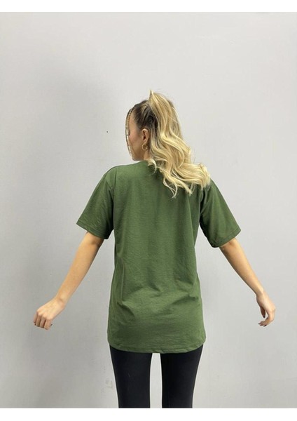 Blacksokak Kadın Haki Marvel Baskılı Oversize Bisiklet Yaka Tshirt fırsatları