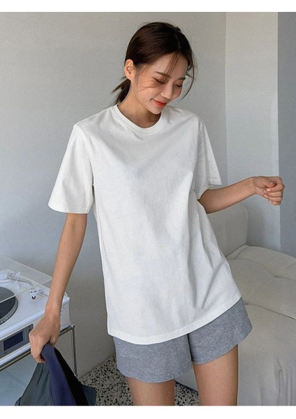 Blacksokak Kadın Beyaz Zones Comfort Baskılı Oversize Bisiklet Yaka Tshirt modelleri