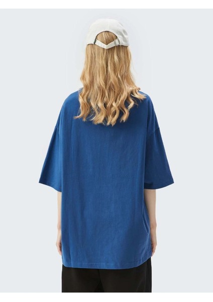 Blacksokak Kadın Mavi Emoji Baskılı Bisiklet Yaka Tshirt fiyatları