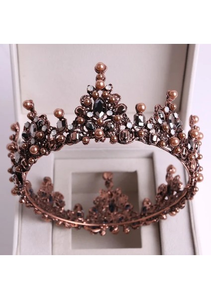 J-Stil Barok Siyah Kristal Büyük Yuvarlak Gelin Tiaras Taçlar Pageant Balo Diadem Taklidi Peçe Tiara Kafa Bandı Düğün Saç Aksesuarları (Yurt Dışından) fırsatları