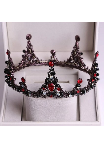 J-Stil Barok Siyah Kristal Büyük Yuvarlak Gelin Tiaras Taçlar Pageant Balo Diadem Taklidi Peçe Tiara Kafa Bandı Düğün Saç Aksesuarları (Yurt Dışından) indirimleri