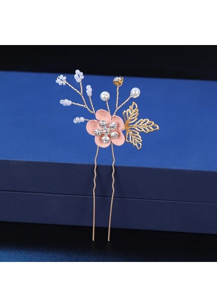 Pembe Küçük Taraklar Moda Pembe Mavi Çiçek Hairearls Yapay Elmas Saç Tarakları Balo Gelin Düğün Saç Aksesuarları Altın Yapraklar Saç Takı (Yurt Dışından) indirimleri