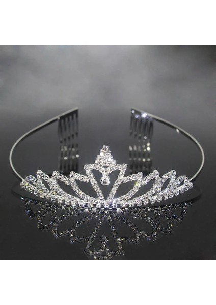 No.3 Boyutu Sıcak Moda Gelin Tiara Taç Lüks Prenses Düğün Saç Takı Kadınlar Kız Kalp Kristal Balo Kafa Bandı (Yurt Dışından)