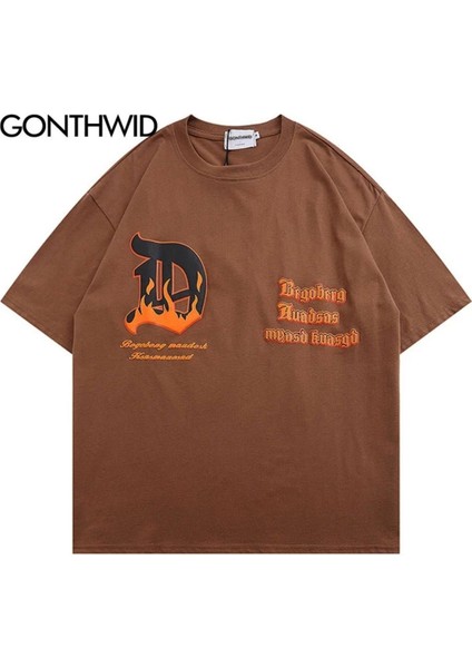 Blacksokak Erkek Kahve Berg Baskılı Oversize Bisiklet Yaka