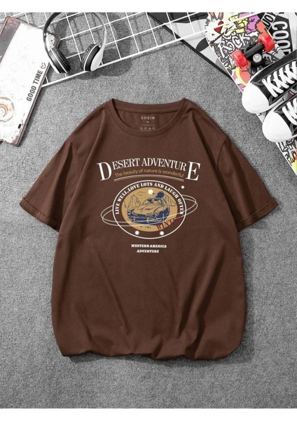 Kadın Kahverengi Desert Bisiklet Yaka Tshirt