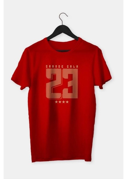 Blacksokak Erkek Kırmızı Grande Gala 23 Baskılı Oversize Bisiklet Yaka Tshirt
