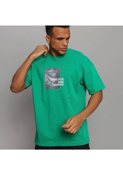 Blacksokak Erkek Yeşil Bifferential Baskılı Bisiklet Yaka Tshirt