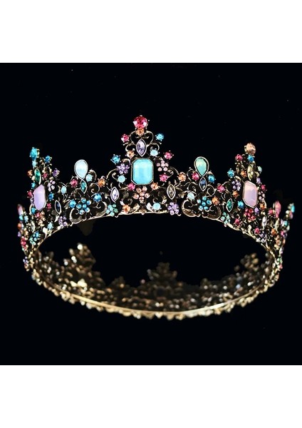 Gümüş Renkli Kmvexo Barok Kraliyet Kraliçe Taç Renkli Jöle Kristal Rhinestone Taş Düğün Tiara Kadınlar Için Kostüm Gelin Saç Aksesuarları (Yurt Dışından) fiyatları