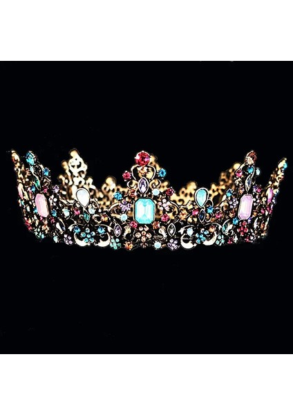 Gümüş Renkli Kmvexo Barok Kraliyet Kraliçe Taç Renkli Jöle Kristal Rhinestone Taş Düğün Tiara Kadınlar Için Kostüm Gelin Saç Aksesuarları (Yurt Dışından) modelleri