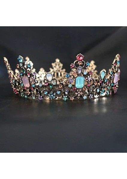 Gümüş Renkli Kmvexo Barok Kraliyet Kraliçe Taç Renkli Jöle Kristal Rhinestone Taş Düğün Tiara Kadınlar Için Kostüm Gelin Saç Aksesuarları (Yurt Dışından) indirimleri