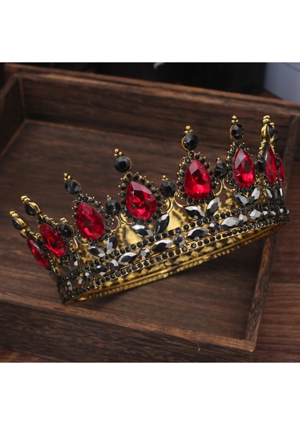 Altın Pembe Vintage Kristal Tiaras ve Taçlar Kraliçe Kral Pageant Barok Diadem Kadın Erkek Başlığı Düğün Gelin Saç Takı Aksesuarları (Yurt Dışından) fiyatları