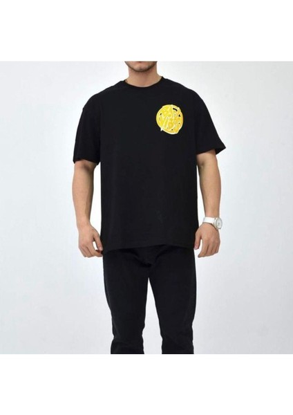 Blacksokak Erkek Siyah Bad Vibes Baskılı Oversize Bisiklet Yaka Tshirt fiyatları