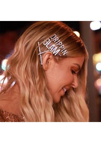 Işıltı Stonefans Rhinestone Saç Mektubu Tokalarım Drıppın Duyuları Kadınlar Için Kristal Saç Tokası Düğün Parti Saç Takı Hediye (Yurt Dışından)