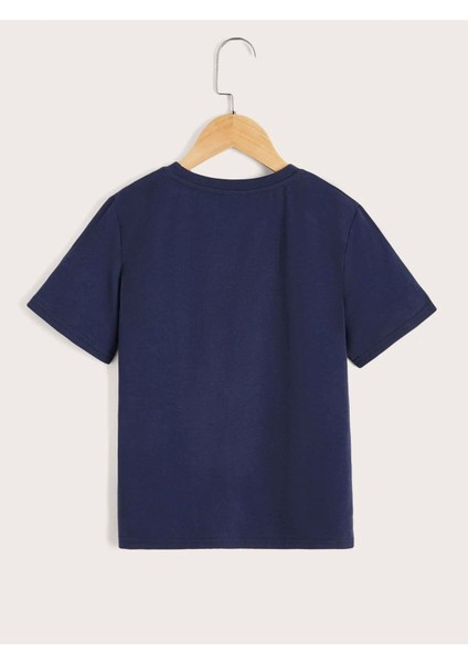 Blacksokak Erkek Çocuk Lacivert Gezegenler Baskılı Oversize Bisiklet Yaka Tshirt fiyatları