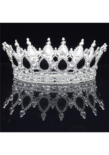Altın Yeşili Kristal Vintage Kraliyet Kraliçe Kral Tiaras ve Taçlar Menwomen Pageant Balo Diadem Saç Süsler Düğün Saç Takı Aksesuarları (Yurt Dışından)