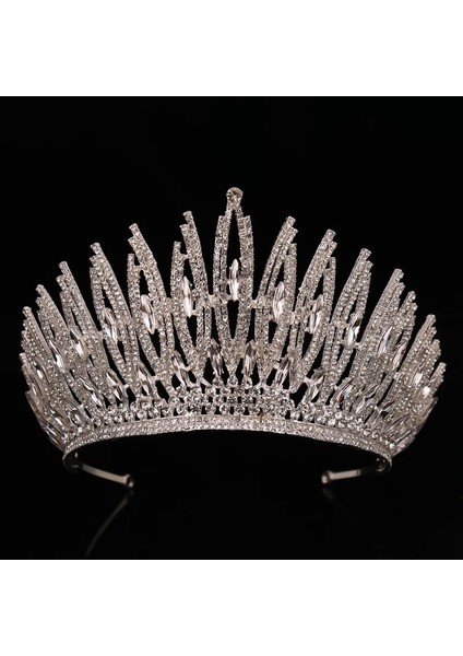 Gümüş Rengi Düğün Taç Altın Gümüş Renk Rhinestone Kristal Diadem Kraliçe Taç Prenses Tiaras Gelin Saç Takı Parti Saç Aksesuarları (Yurt Dışından) fiyatları