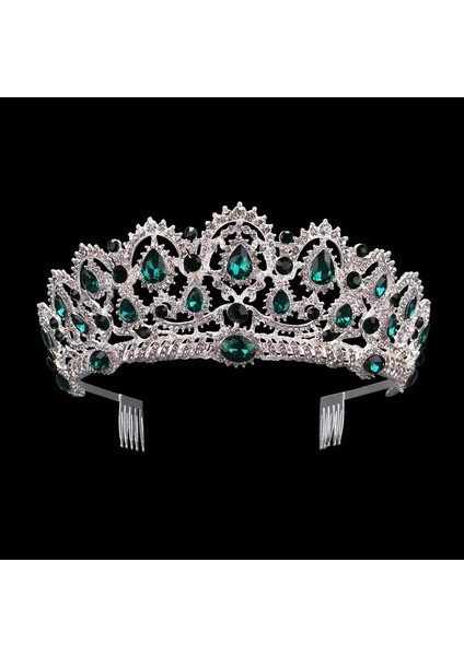 Gümüş Yeşil Kmvexo Avrupa Damla Yeşil Kırmızı Kristal Tiaras Vintage Altın Rhinestone Pageant Taçlar ile Tarak Barok Düğün Saç Aksesuarları (Yurt Dışından)