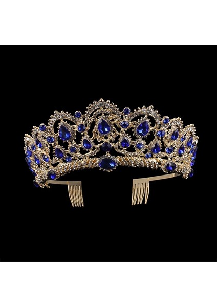Gümüş Yeşil Kmvexo Avrupa Damla Yeşil Kırmızı Kristal Tiaras Vintage Altın Rhinestone Pageant Taçlar ile Tarak Barok Düğün Saç Aksesuarları (Yurt Dışından) fırsatları