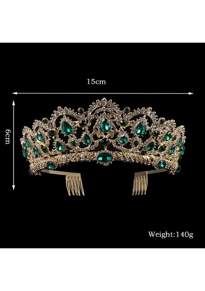 Gümüş Yeşil Kmvexo Avrupa Damla Yeşil Kırmızı Kristal Tiaras Vintage Altın Rhinestone Pageant Taçlar ile Tarak Barok Düğün Saç Aksesuarları (Yurt Dışından) indirimleri