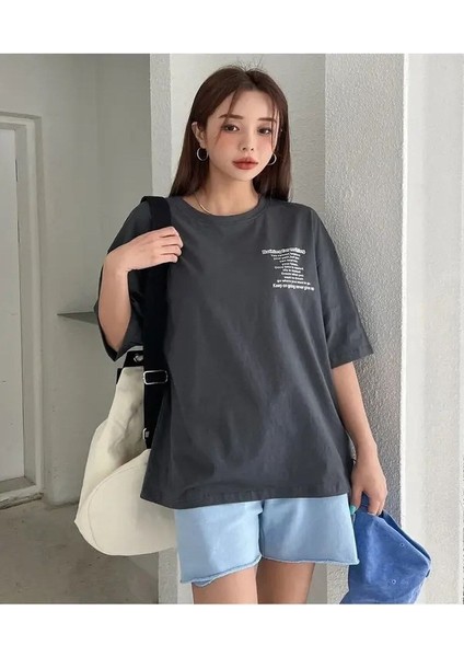 Blacksokak Kadın Füme Nothing For Baskılı Oversize Bisiklet Yaka Tshirt fiyatları