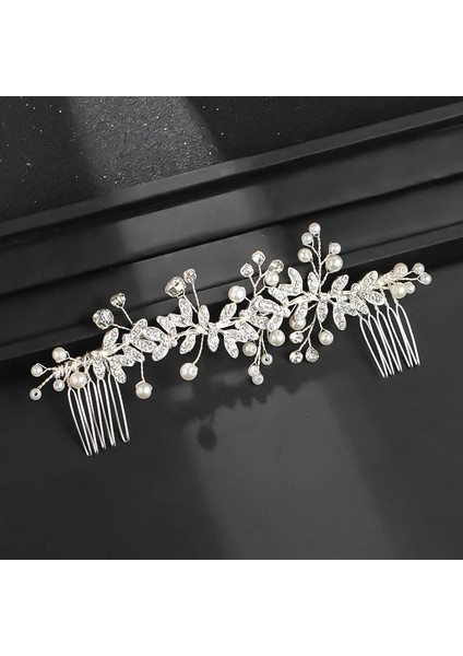NO.290485.02 Beden Rhinestone Inci Gelin Saç Tarak Gelin Mucizevi Kristal Saç Tarak Tiaras Kadınlar Kız Saç Takı Düğün Saç Aksesuarları (Yurt Dışından)