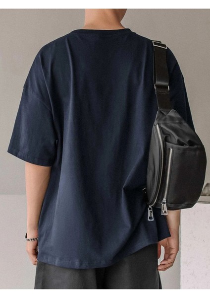 Blacksokak Unisex Lacivert Eclips Baskılı Oversize T-Shirt fiyatları