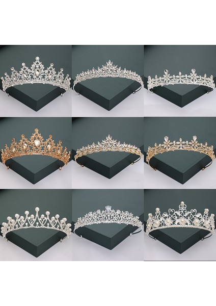 No.19 Boyutu Altın Gümüş Renk Tiaras ve Taç Düğün Gelin Partisi Için Kristal Inciler Diadems Rhinestone Baş Süsler Moda Aksesuarları (Yurt Dışından) fiyatları