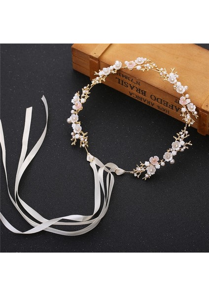 H Getnoıvas Gelin Goldsilver Renk Çiçek Şerit Hairband Kafa Bandı Kadın Başlığı Tiara Düğün Gelin Saç Takı Aksesuarı (Yurt Dışından) fiyatları